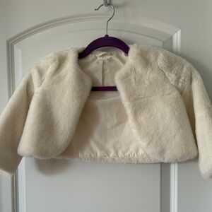 Kids Cream Faux Fur Jacket